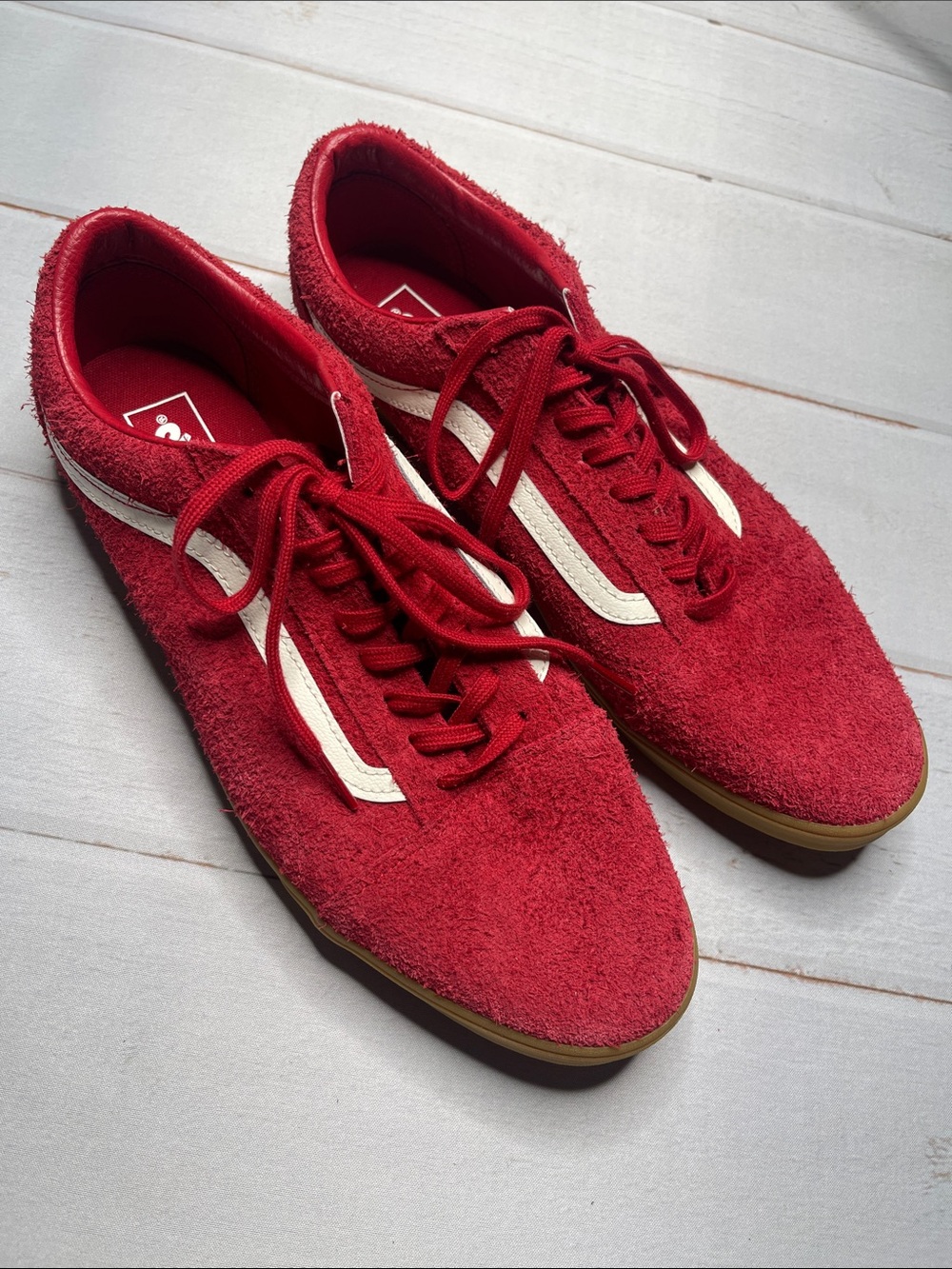 Vans 13 Lowpro Shoes Mens Red Gum Sole Sneakers New Suede Lace Up Skater Classic